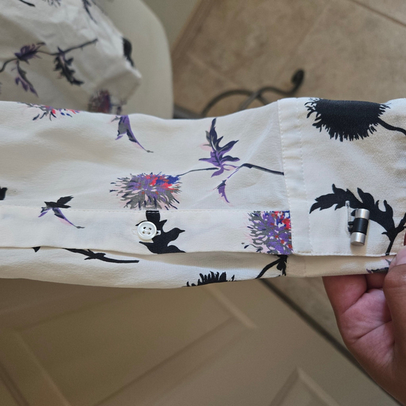 Kenzo Paris / dandelion print silk flutter sleeve Floral button up EU 38 US 6 - Picture 7 of 9